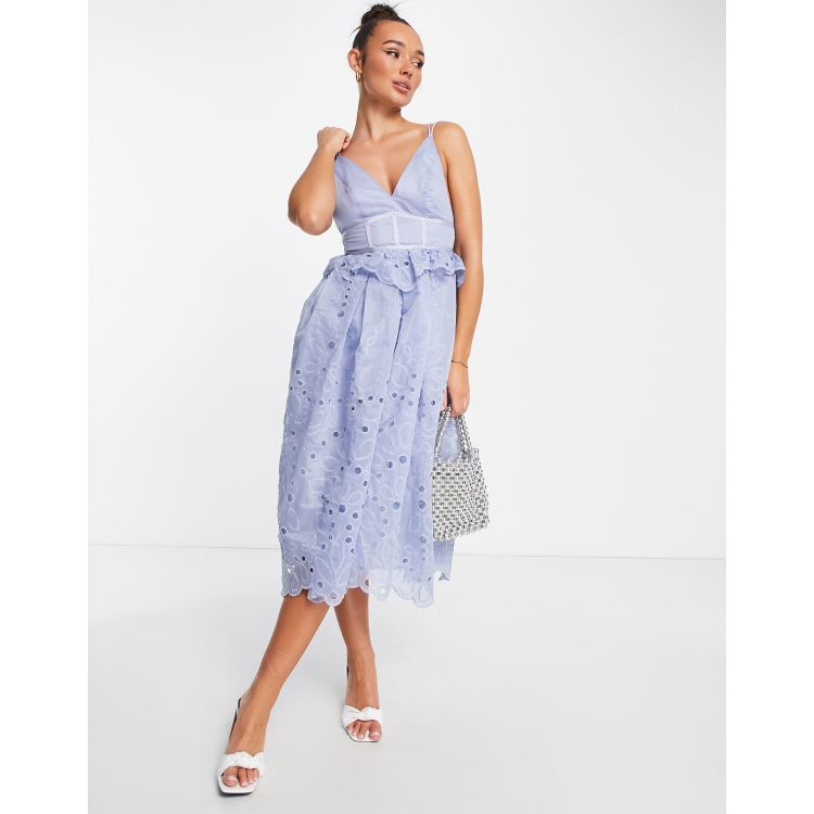 Asos design strappy midi dress in delicate floral outlet embellishment