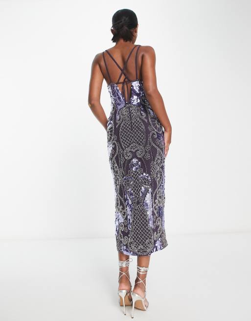 Asos design embellished floral hot sale strappy back maxi dress