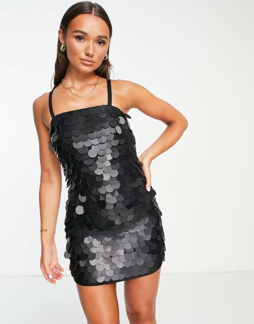 Asos black sequin dress sale