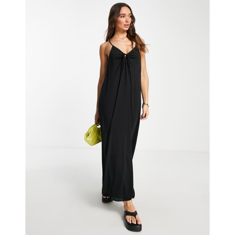 pleated tie back maxi dress Teal Short Sleeve Pleated Tie Back Maxi Dress
