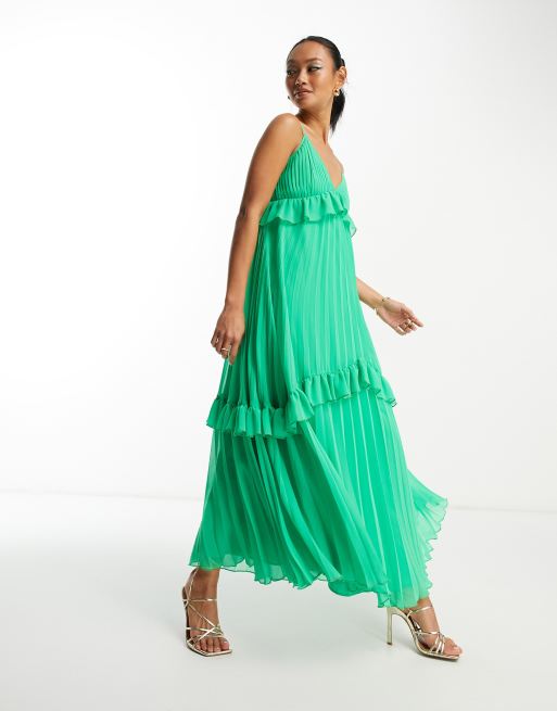 Strappy pleated midi store dress