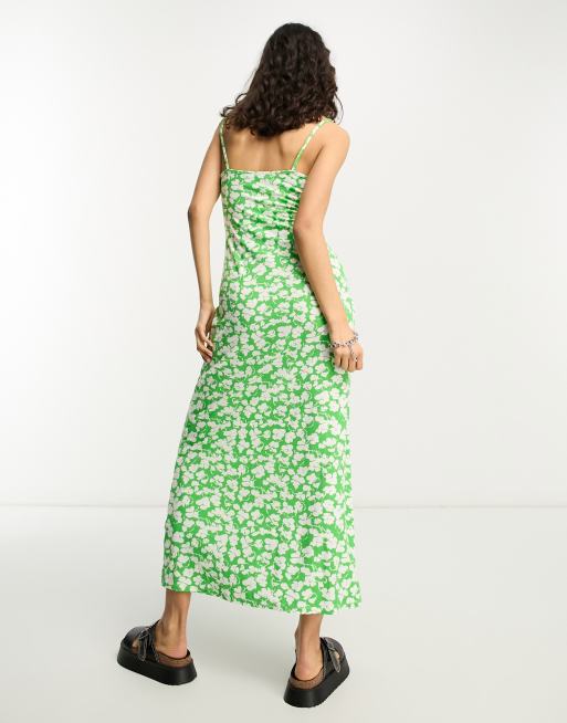 Green and store white floral dress