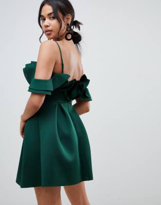 asos green ruffle dress