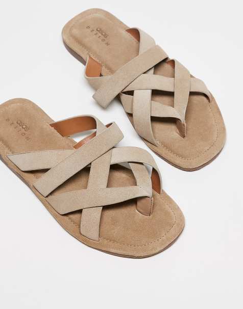 ASOS DESIGN strappy sandals in stone suede - view 1