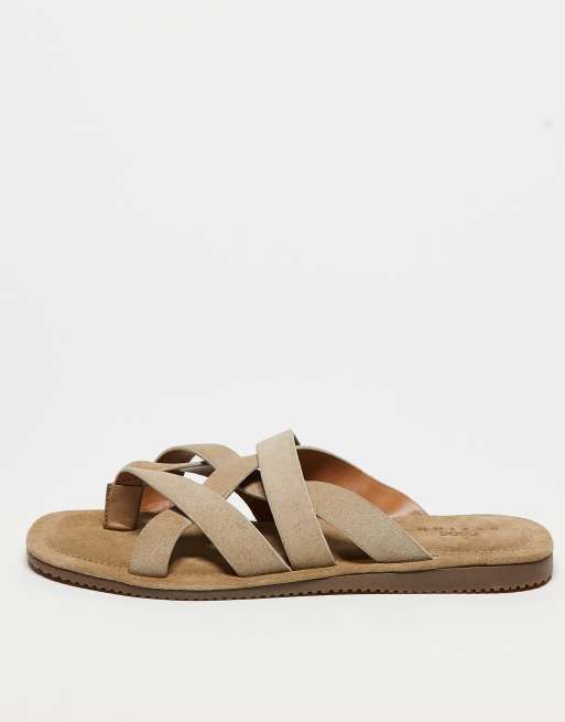 ASOS DESIGN strappy sandals in stone suede