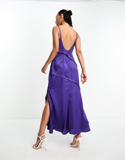 Basic Strappy V Neck Backless Slip Dress