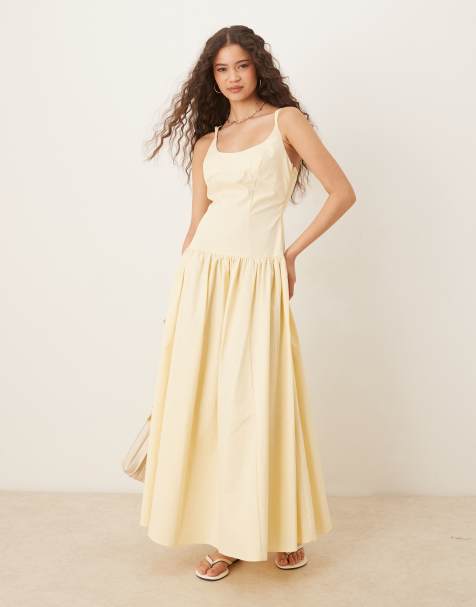 ASOS DESIGN strappy seam detail dropped waist midi dress in buttermilk - view 1