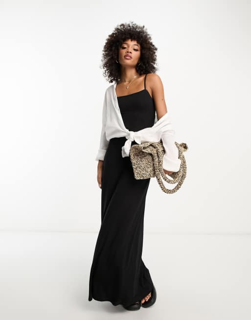 Asos Design Strappy Square Neck Maxi Dress In Black Asos 6138