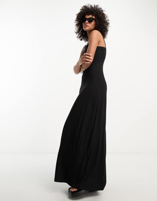 ASOS DESIGN strappy square neck maxi dress in black | ASOS