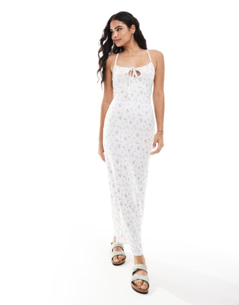 ASOS DESIGN strappy square neck midaxi dress in ditsy floral print - view 1