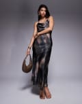 [ASOS DESIGN] ASOS DESIGN strappy tie back cowl front satin maxi dress in dark snake print-Multi 12 Snake print
