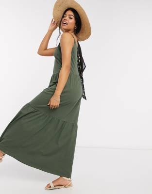 asos khaki maxi dress