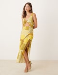 [ASOS DESIGN] ASOS DESIGN strappy twist bust detail cut-out midi dress in abstract square print-Multi 4 Square Print