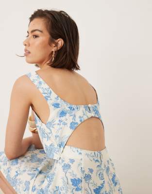 Asos Design Strappy Twist Bust Detail Cut Out Midi Dress In Blue