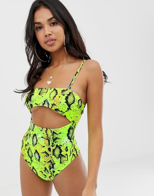 Green Inferno Underboob Bodysuit with Front Cut Out