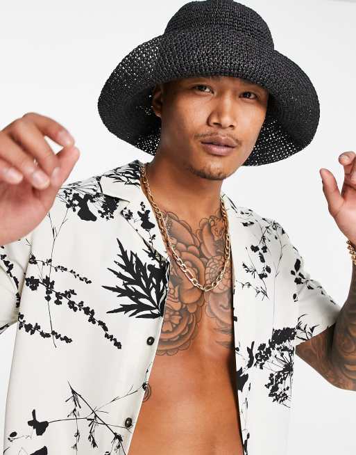 ASOS DESIGN straw bucket hat in black ASOS