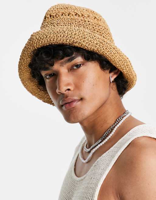 Straw bucket 2025 hat mens