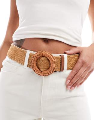 straw buckle belt-Brown