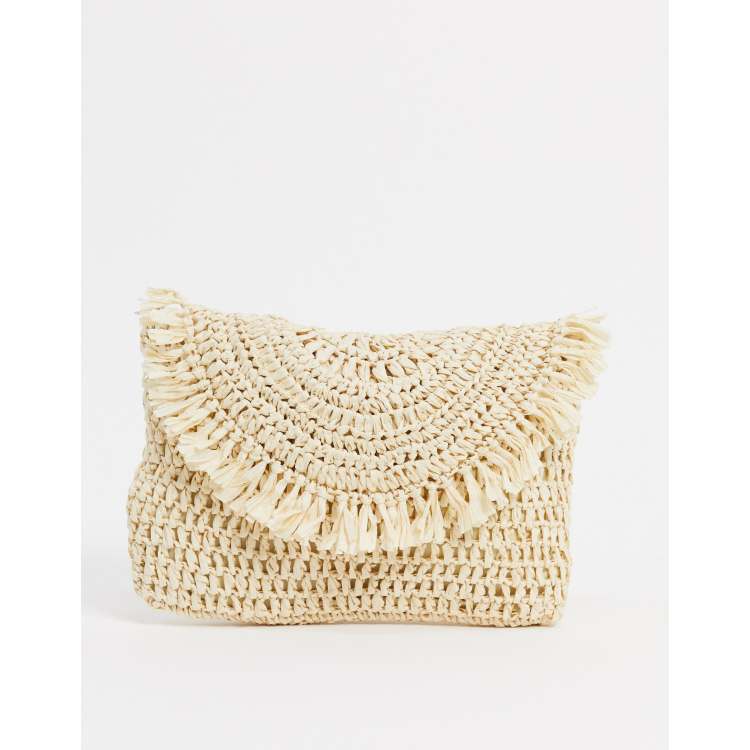 Judith March Jungle Cat Straw Clutch