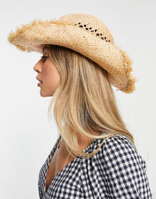 ASOS DESIGN straw cowboy hat with size adjuster in natural