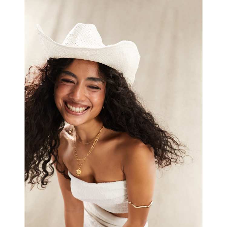 Black and white straw cowboy clearance hat