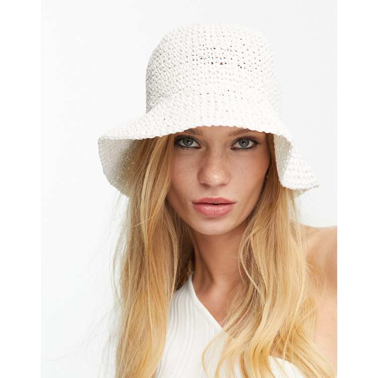 White crochet sales hat