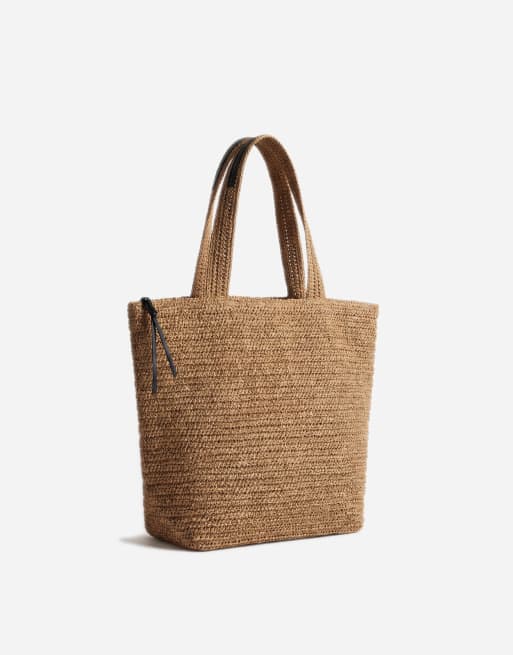 ASOS DESIGN straw crochet tote bag in natural, 5 of 11