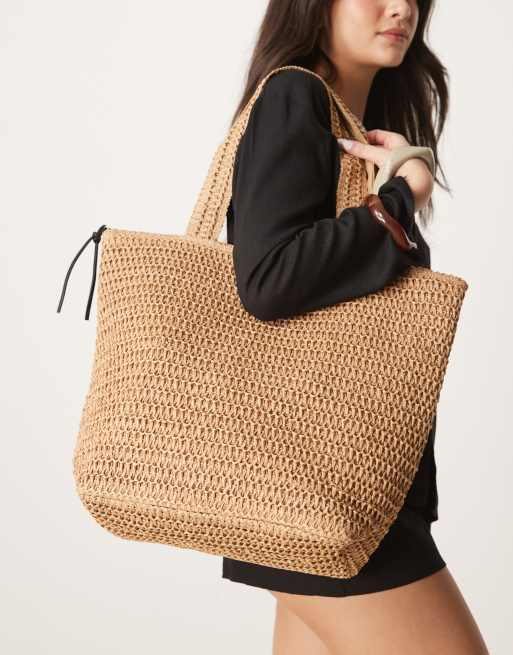 ASOS DESIGN straw crochet tote bag