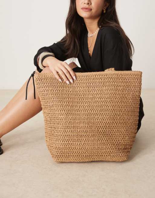 ASOS DESIGN straw crochet tote bag