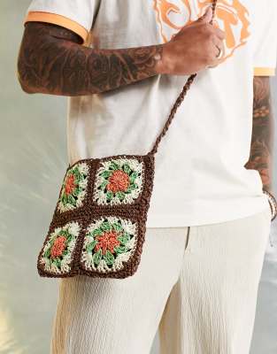 ASOS DESIGN straw cross body bag in orange and green - ASOS Price Checker
