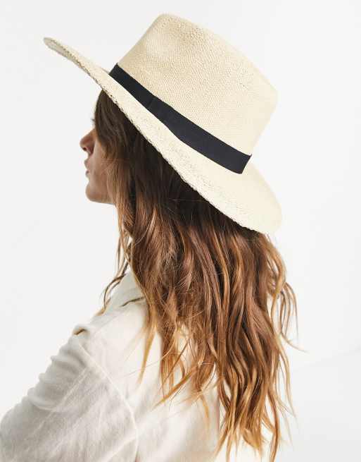 White fedora hat store with black band