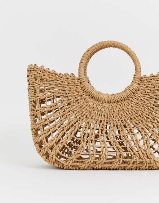 ASOS DESIGN straw open weave basket bag