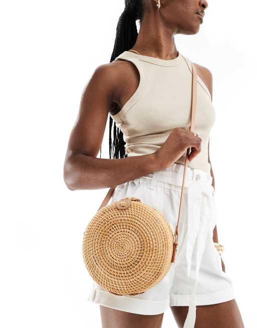  ASOS DESIGN straw round rattan crossbody bag