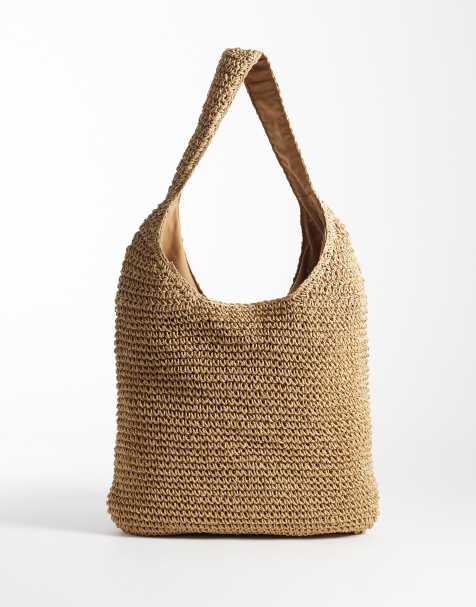 ASOS DESIGN straw tote bag in neutral - view 1