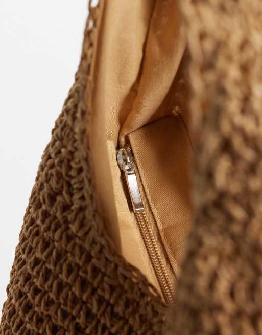 ASOS DESIGN straw tote bag in neutral, 3 of 4