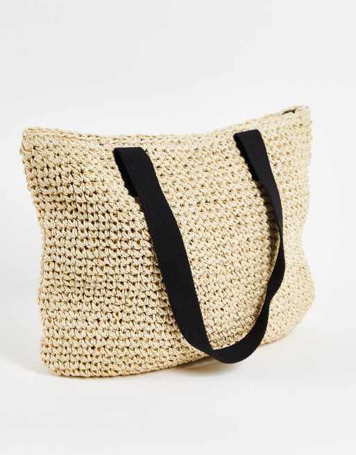 River Island weave shopper bag in beige, ASOS