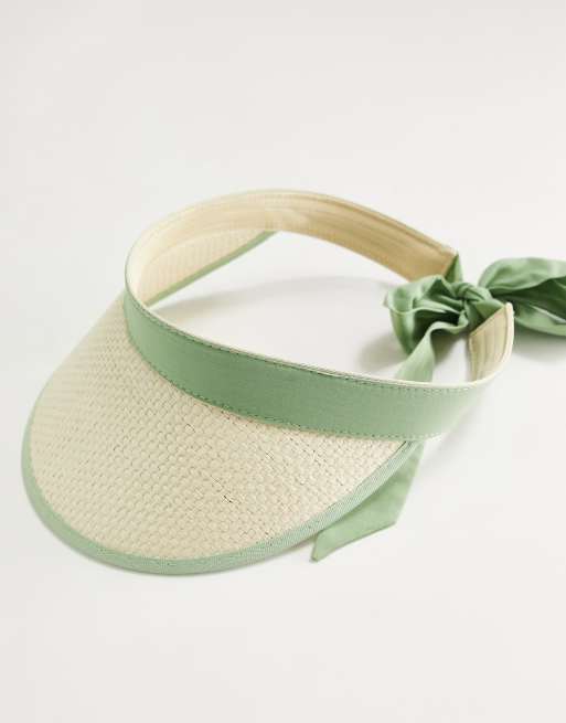 ASOS DESIGN straw visor in sage, 4 of 4