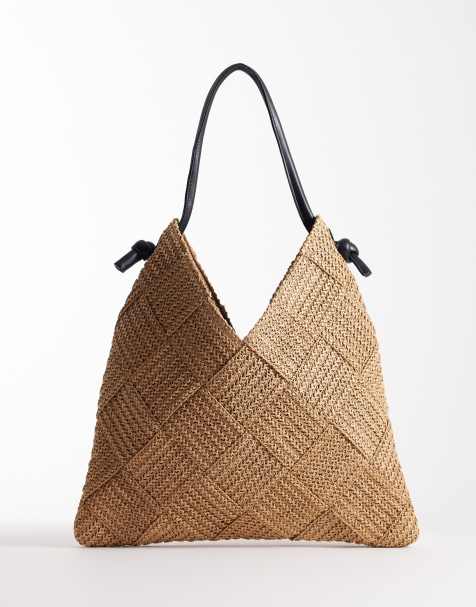 ASOS DESIGN straw woven tote with tubular handle - view 1