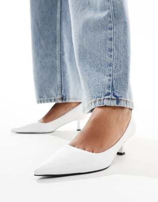 ASOS DESIGN Street kitten heeled shoes in white