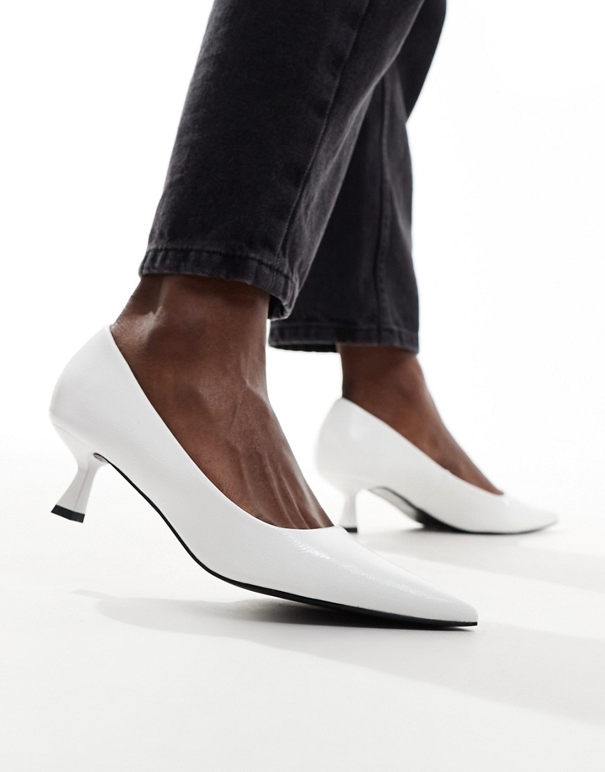 ASOS DESIGN Street kitten heeled shoes in white