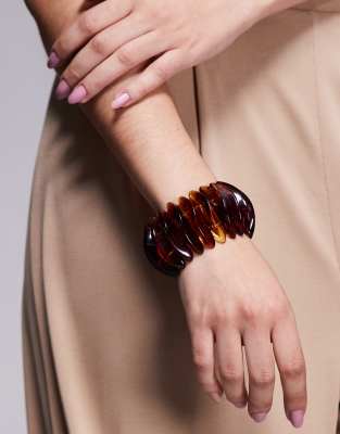 Asos Design Stretch Bracelet In Brown