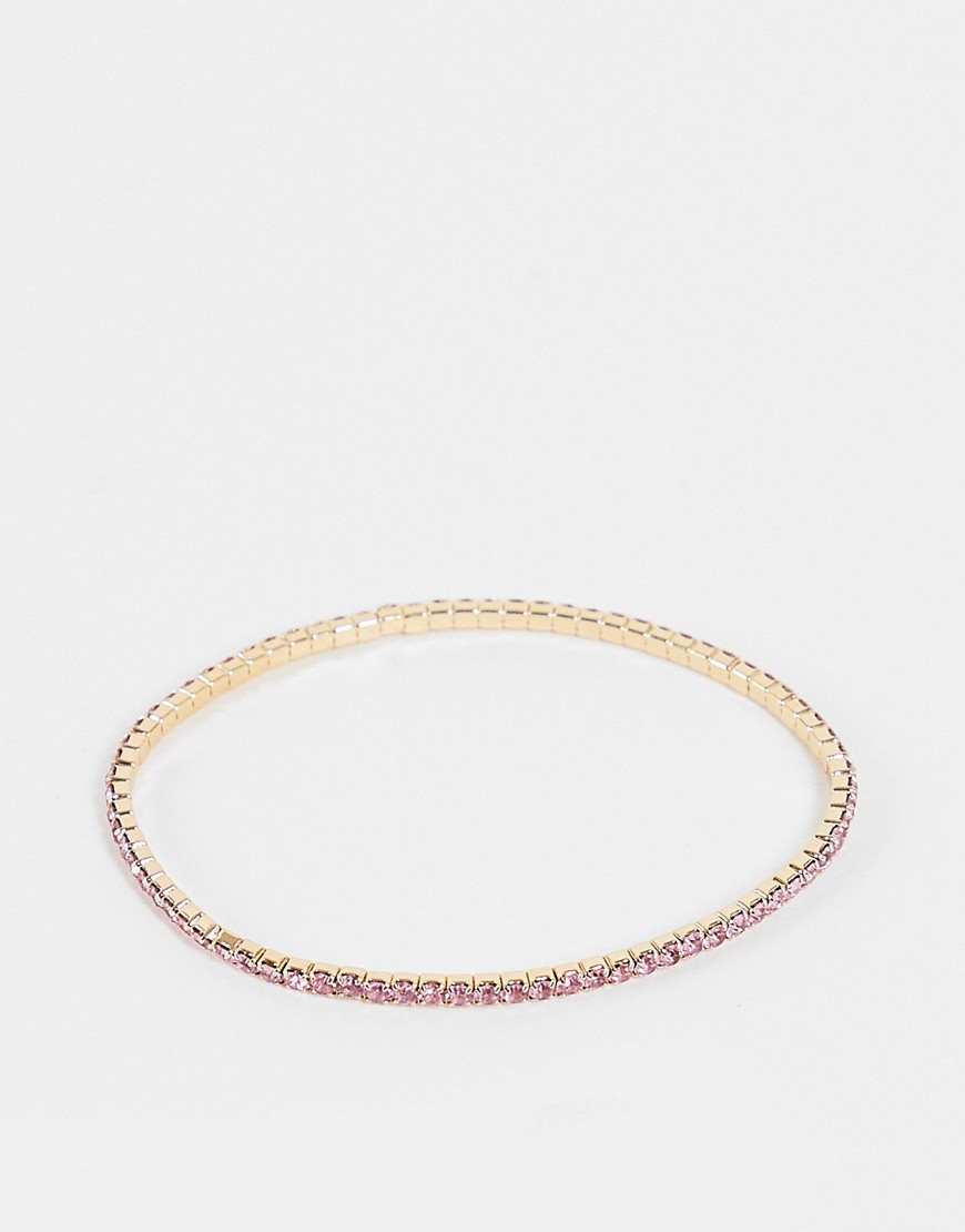 Stretch bracelet with pink crystal