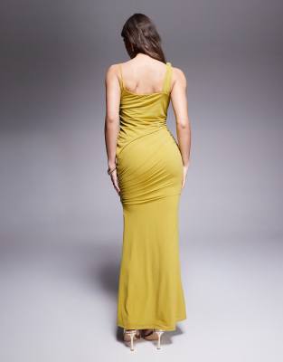 Asos Design Stretch Chiffon Knot Draped Maxi Dress