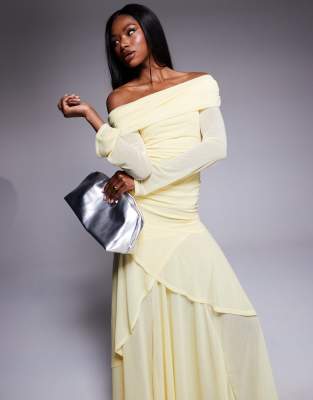 knee length dresses for ladies Rent ASOS DESIGN Satin Long Sleeve Maxi Dress With Drawstring Back In Olive