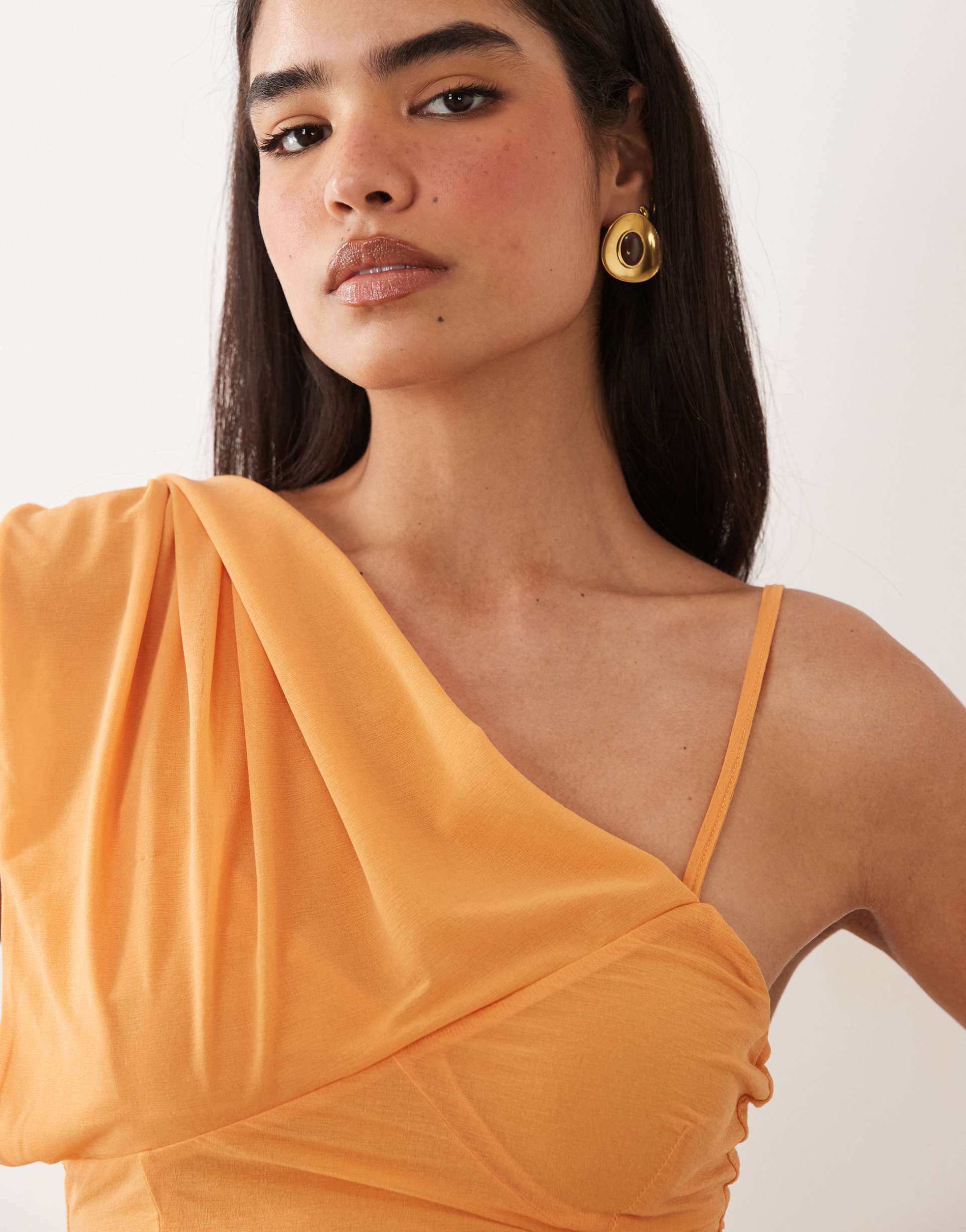 asos design stretch chiffon scarf top in orange