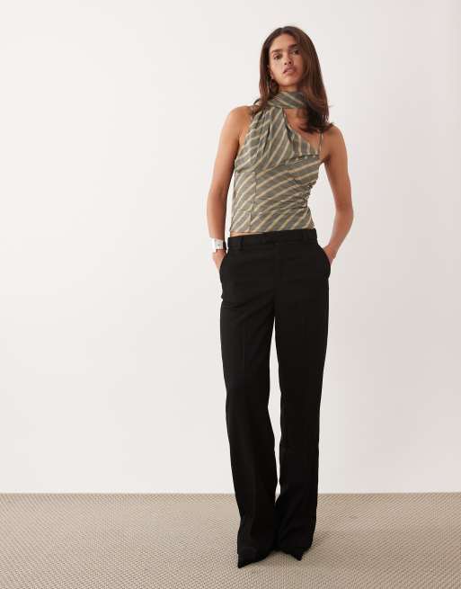 ASOS DESIGN stretch chiffon scarf wrap top in stripes, 2 of 4