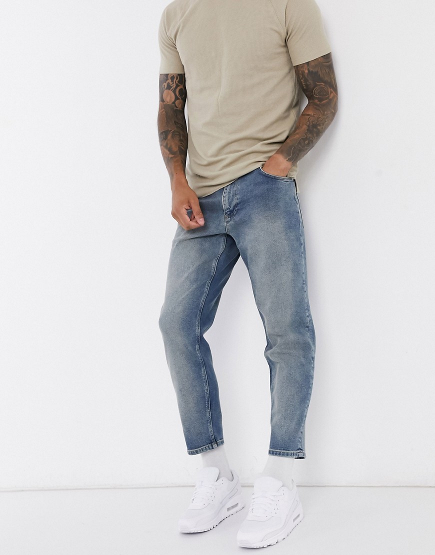 ASOS DESIGN stretch classic jean in mid wash blue with tint