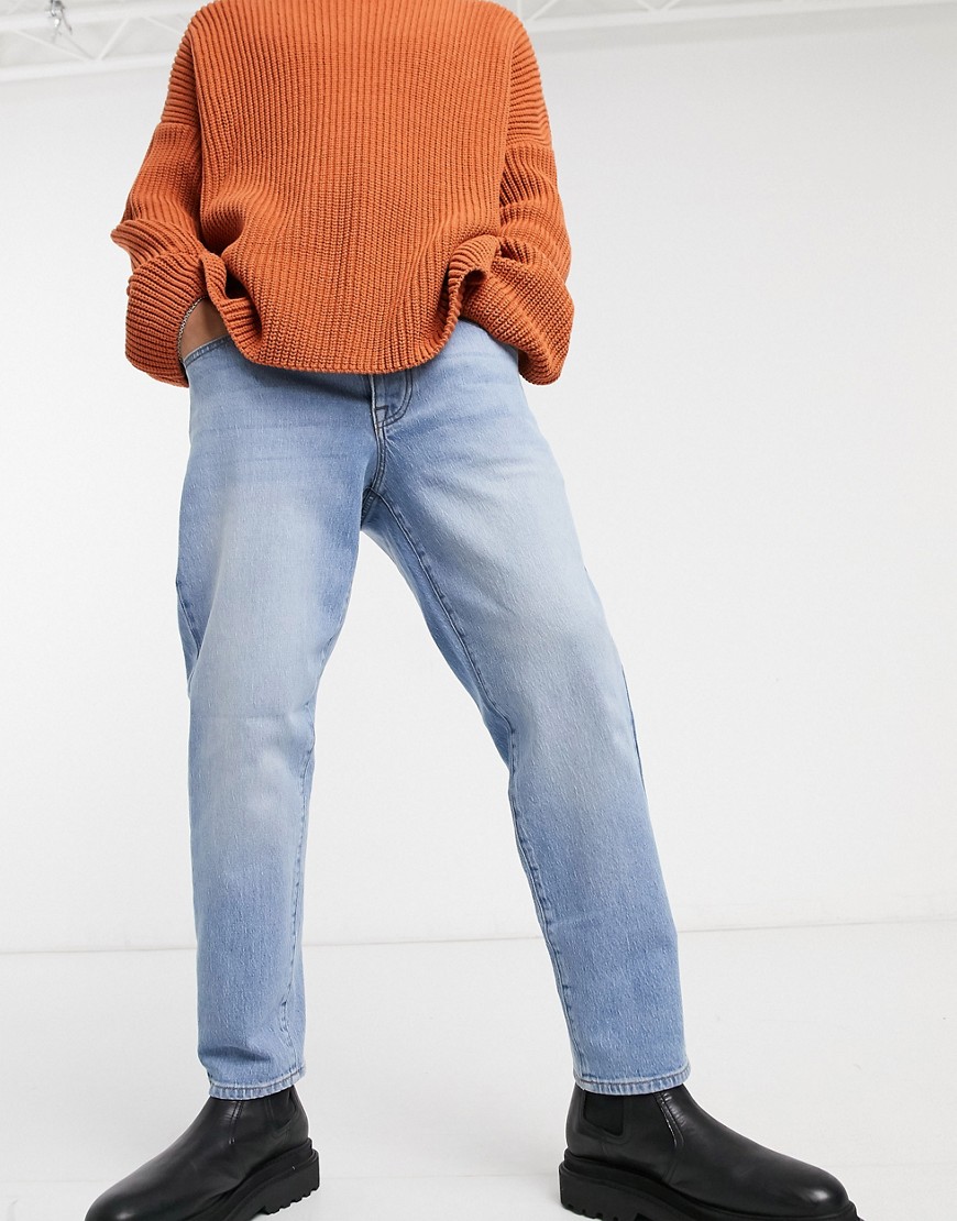 ASOS DESIGN stretch classic jeans in tinted light wash-Blue
