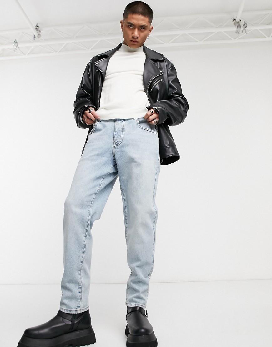 ASOS DESIGN stretch classic jeans in vintage light wash-Blue