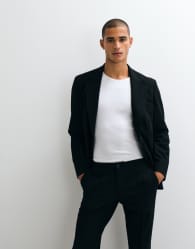 ASOS DESIGN stretch crease resistant slim suit jacket in black